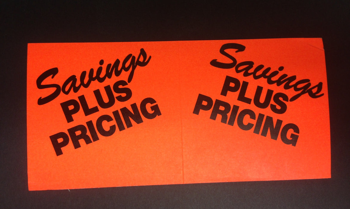 Savings Plus Pricing Aisle Violator Shelf Signs-100 signs