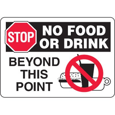 Stop No Food Or Drink Beyond This Point Store Policy Signs-4 pieces