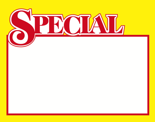 Special Shelf Signs Price Cards 11"W x 7"H-100 signs - screengemsinc