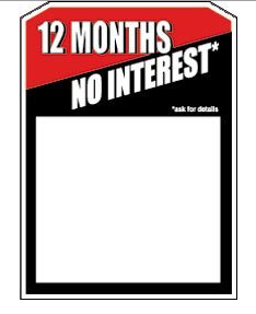 12 Months No Interest Sale Tags Price Tags -3.5" W x 5.5" H-100 pieces