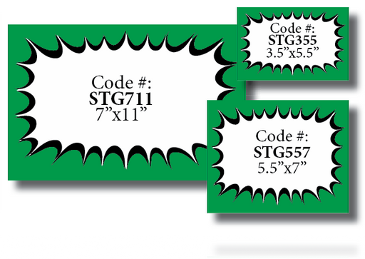 Starburst Shelf Signs-Green 5.5"W  x 3.5"H- 100 signs - screengemsinc