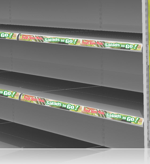 Salads to Go Price Rail Shelf Channel Molding Insert Strips- 12" L x 1.25" H- 10 pieces
