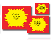 Starburst Shelf Signs- Red & Yellow- 9"W x 7"H -100 signs - screengemsinc