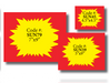 Starburst Shelf Signs- Red & Yellow- 9"W x 7"H -100 signs - screengemsinc