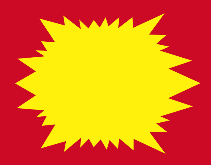 Starburst Shelf Signs- Red & Yellow- 9"W x 7"H -100 signs - screengemsinc