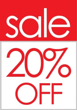 Sale 20 % Off Window Signs Poster-11" W x 17" H