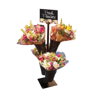 Floral Stand, 4 Vases, Sign & Bag Holder Display Fixture