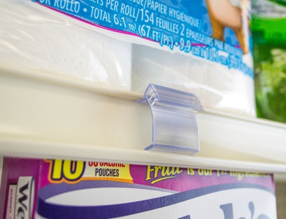 ClearGrip™ White Plastic Self Adhesive Shelf Label Holders - 1 1/4
