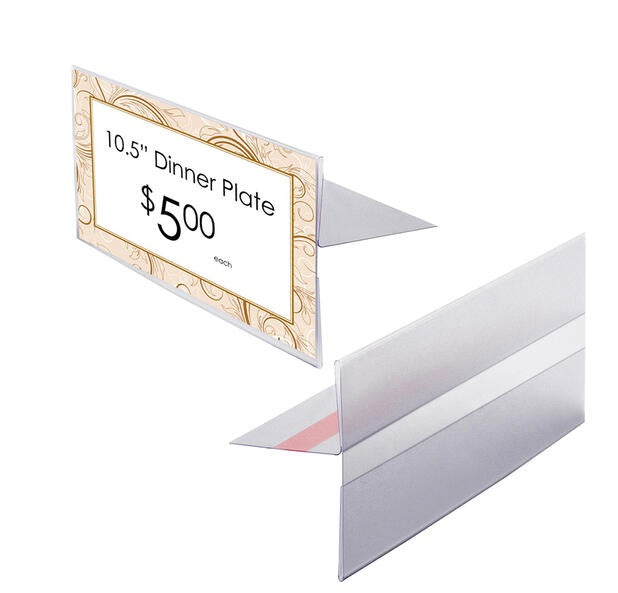 Slim Sign Protectors Sign Holders for Wood Shelves-11"W x 4.25"H