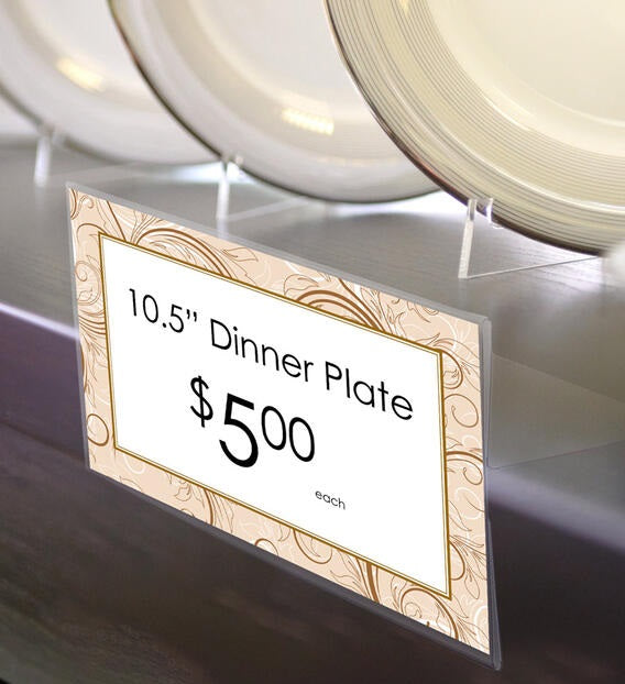 Slim Sign Protectors Sign Holders for Wood Shelves-11"W x 4.25"H