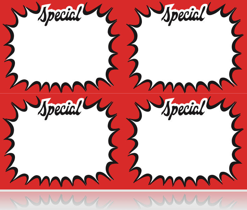 Special Starburst Shelf Signs 4 UP Laser Compatible- 400 signs