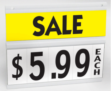 Spiral Sign Board Header Yellow Sale Insert-7 7/8"