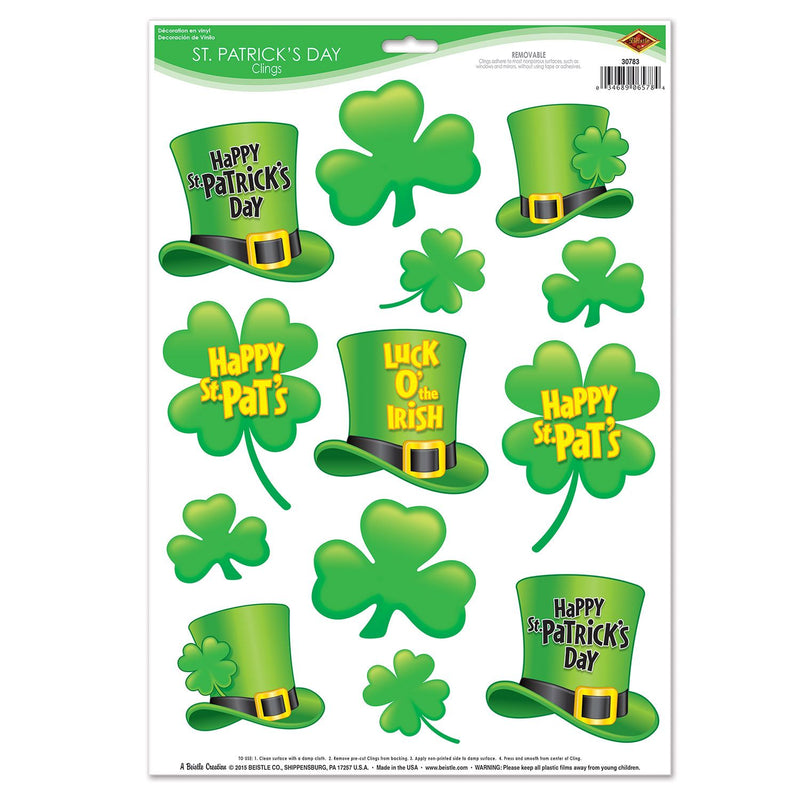 St. Patty's Static Case Decal Clings-12 sheets per pack