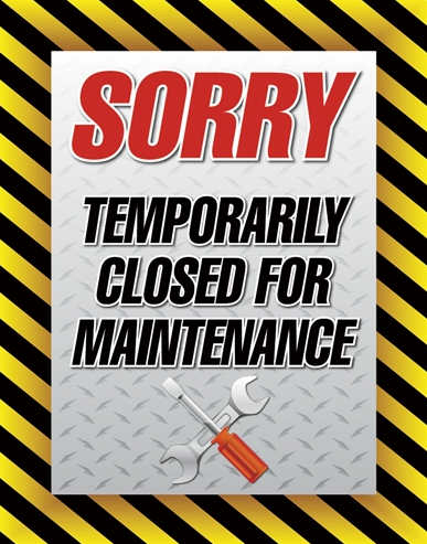 Temporarily Closed Floor Stand Stanchion Signs-22" W x 28" H