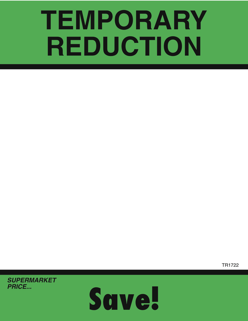 Temporary Reduction Shelf Signs- 22"H x 17"W- 100 signs - screengemsinc