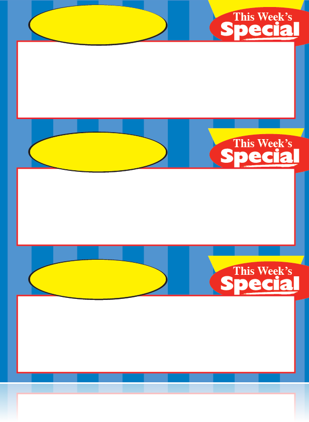 This Week's Special Shelf Signs 3 UP Laser Compatible VALUE PACK -3000 signs