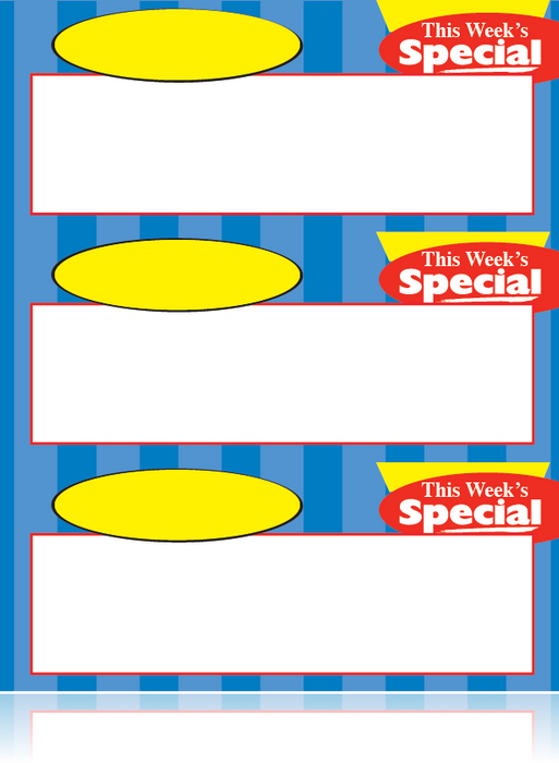 This Week's Special Shelf Signs 3 UP Laser Compatible VALUE PACK -3000 signs