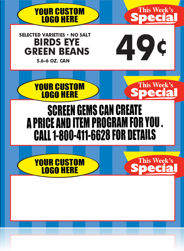 This Week's Special Shelf Signs 3 UP Laser Compatible VALUE PACK -3000 signs
