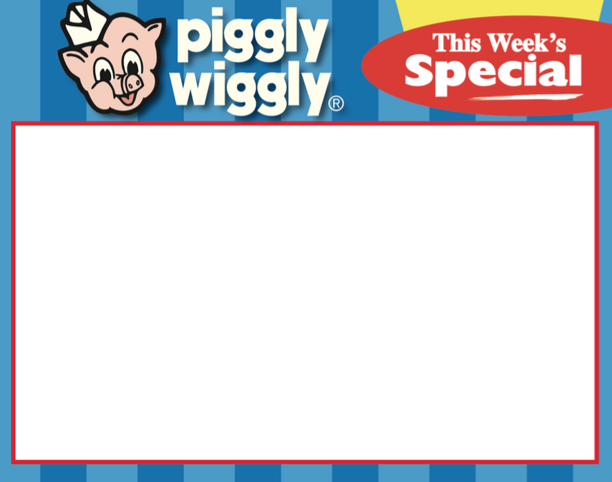 Piggly Wiggly Supermarket Special Shelf Signs- 7"W x 5.5"H-100 signs