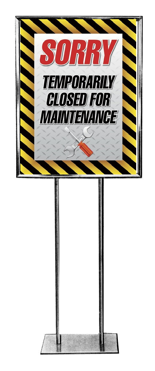Temporarily Closed Floor Stand Stanchion Signs-22" W x 28" H