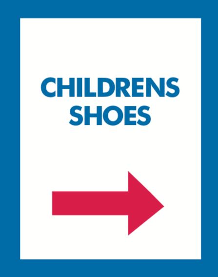 Thrift Store Floor Stand Stanchion Poster Signs-Childrens Shoes