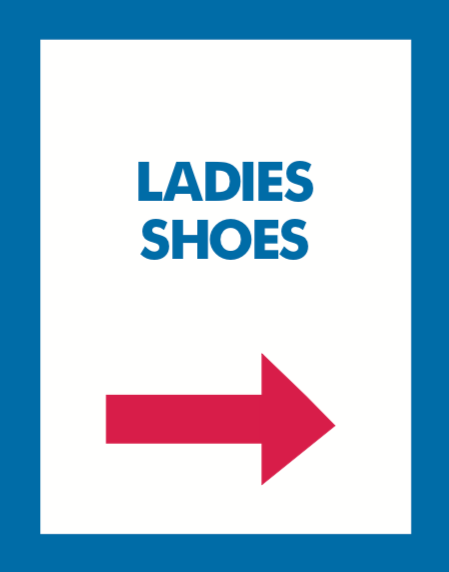 Thrift Store Floor Stand Stanchion Poster Signs-Ladies Shoes