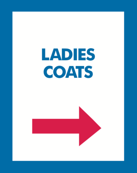Thrift Store Floor Stand Stanchion Poster Signs-Ladies Coats
