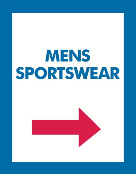 Thrift Store Hanging Aisle Marker Signs-Mens Sportswear