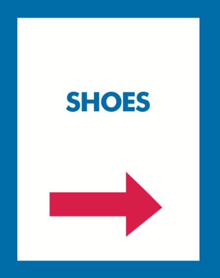 Thrift or Retail Floor Stand Stanchion Signs-Shoes