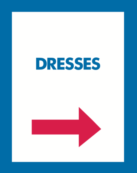 Thrift Store Floor Stand Stanchion Poster Signs-Dresses