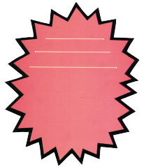 Pink Die Cut Starburst Shelf Signs- 4"W x 6"H -100 signs