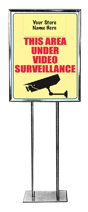 Video Surveillance Standard Poster- Floor Stand Stanchion Signs- 22 W x 28 H