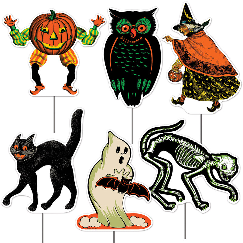 Vintage Halloween Lawn Yard Signs-6 pieces