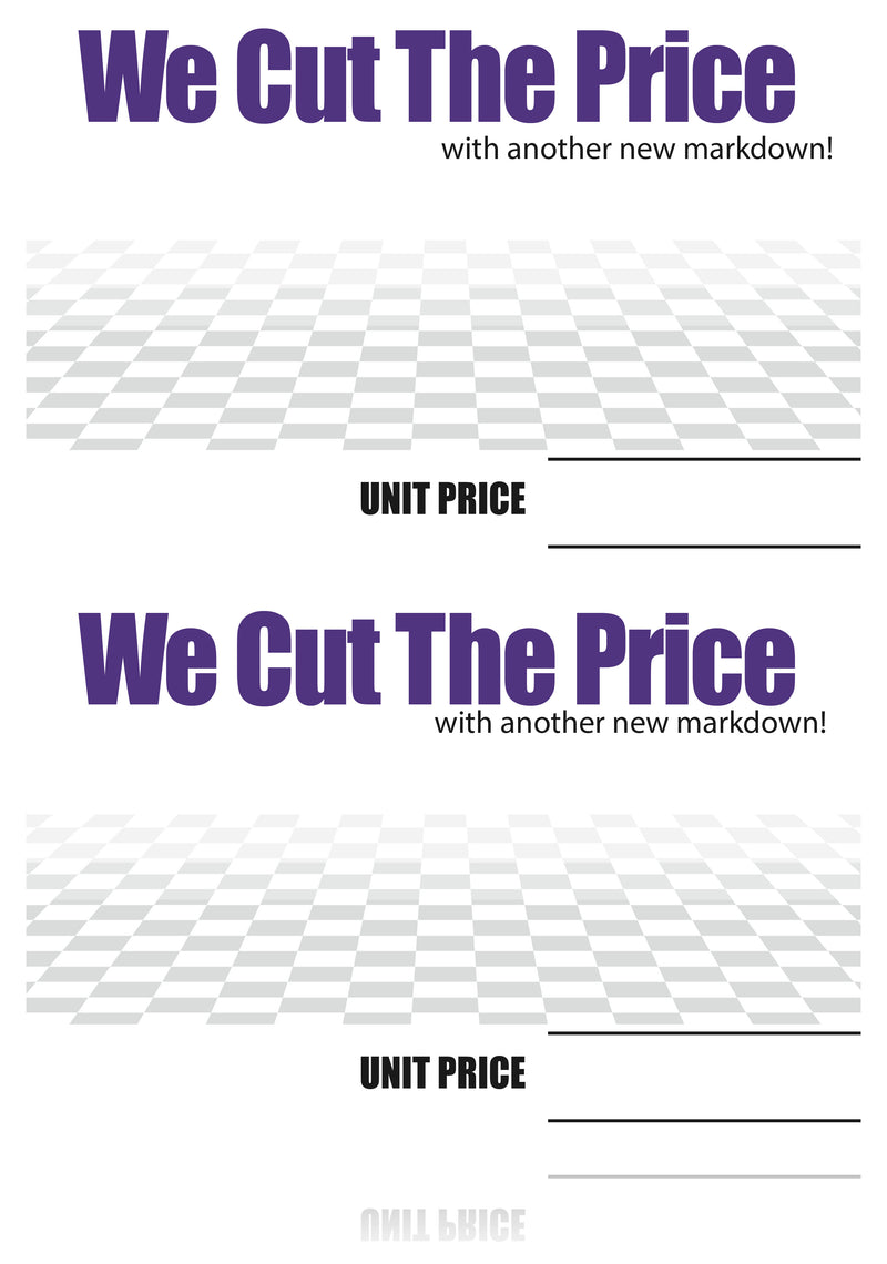 Price Cut Shelf Signs Price Cards -2 UP Laser Compatible -200 signs