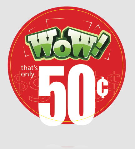 Wow Only Fifty Cents Decals Clings