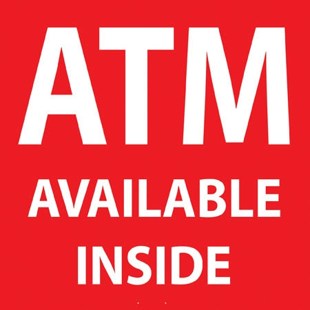 ATM Available Inside Window Door Decals-5 pieces