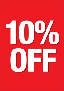 10 % Off Window Signs Poster-36" W x 48" H