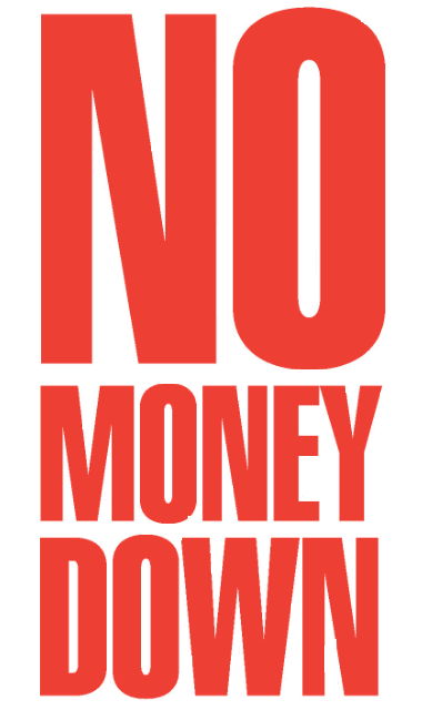 No Money Down Window Signs Poster-36" W x 48" H