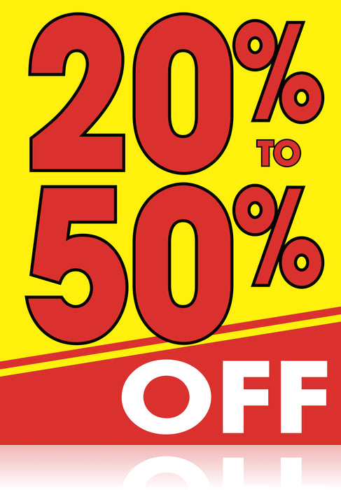 20% to 50% Off Window Signs Poster-36" W x 48" H