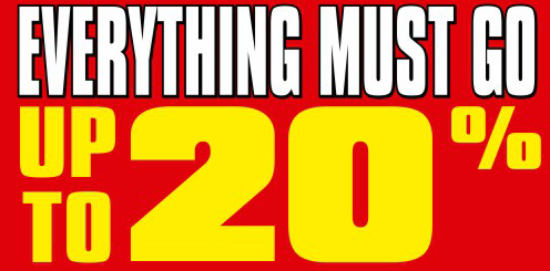 Everything Must Go 20% Sale Window Signs Poster-18" W x 12" H