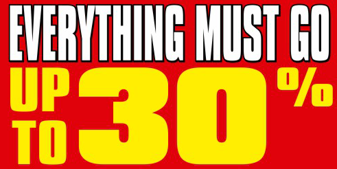 Everything Must Go 30% Sale Window Signs Poster-17" W x 11" H