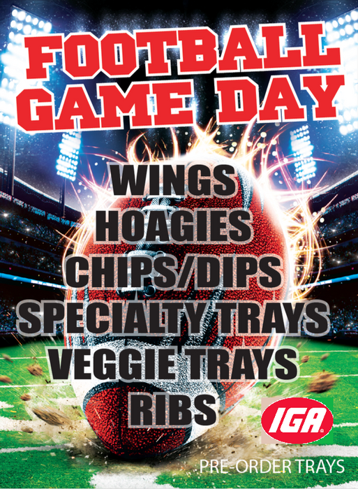 IGA Football Themed Party Platter Window Signs Poster-36"W x 48"H