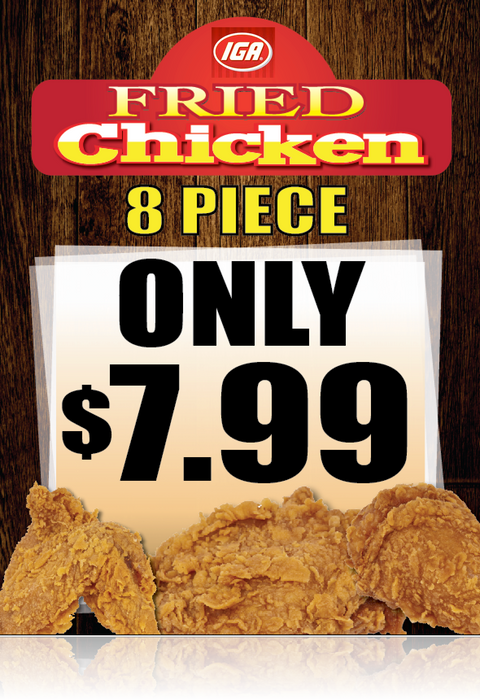 IGA Supermarket Fried Chicken Window Signs or Wall Poster