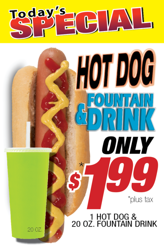 Hot Dog & Soda Window Sign Poster-36"W x 48"H