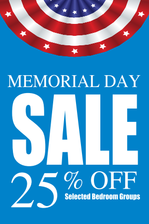 Memorial Day 25% Off Sale Window Signs Poster-11" W x 17" H