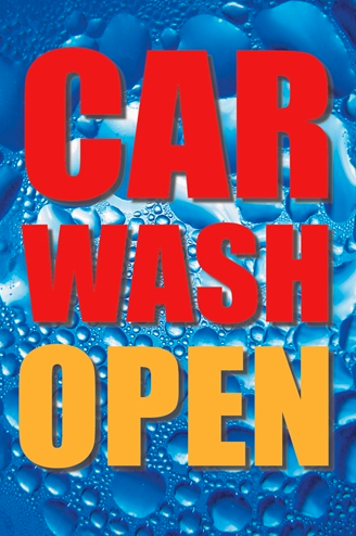 Car Wash Window Sign Poster-Now Open