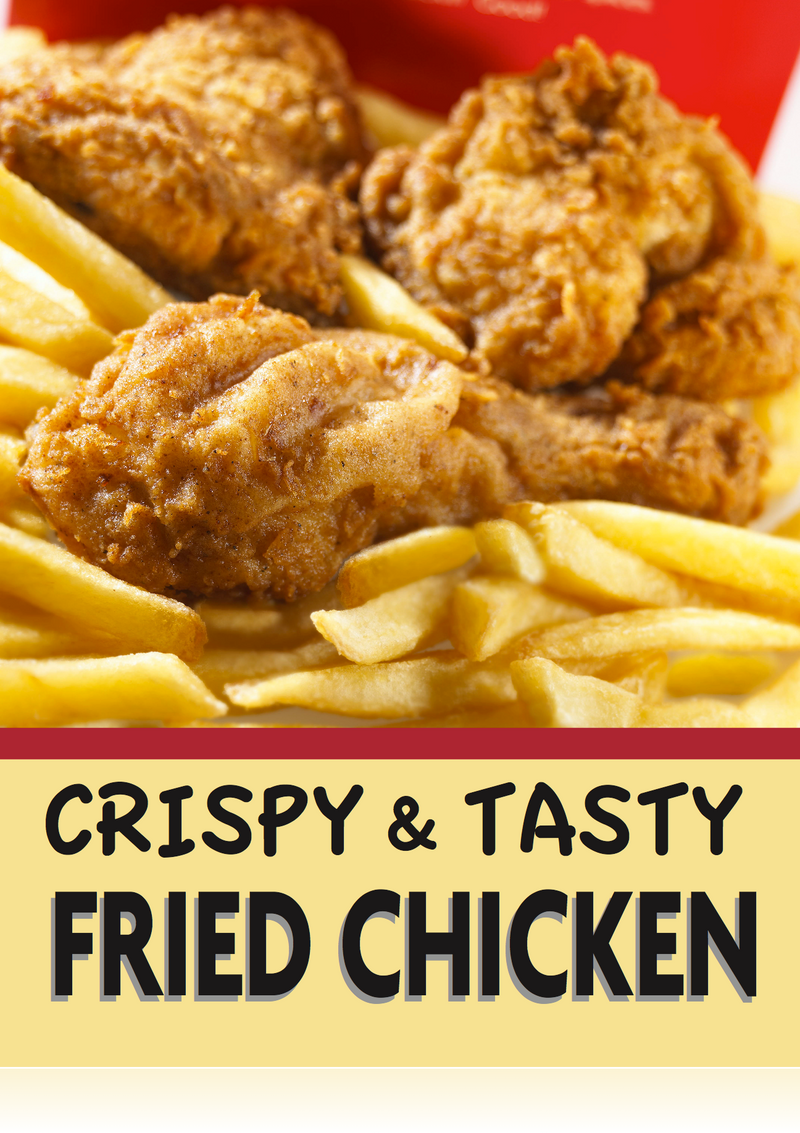 Fried Chicken Floor Stand Stanchion Sign 22"W x 28"H