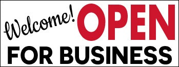 Welcome! Open for Business Sign – 17"W x 11"H | 4-Pack