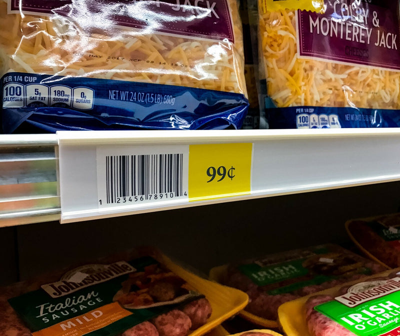 White Price Channel Info Strips for Dairy-Freezer Shelves- 50 pieces