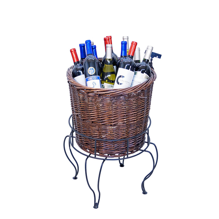 Wine & Spirit Wire Wicker Pedestal Basket Set - 19"W x 26"H